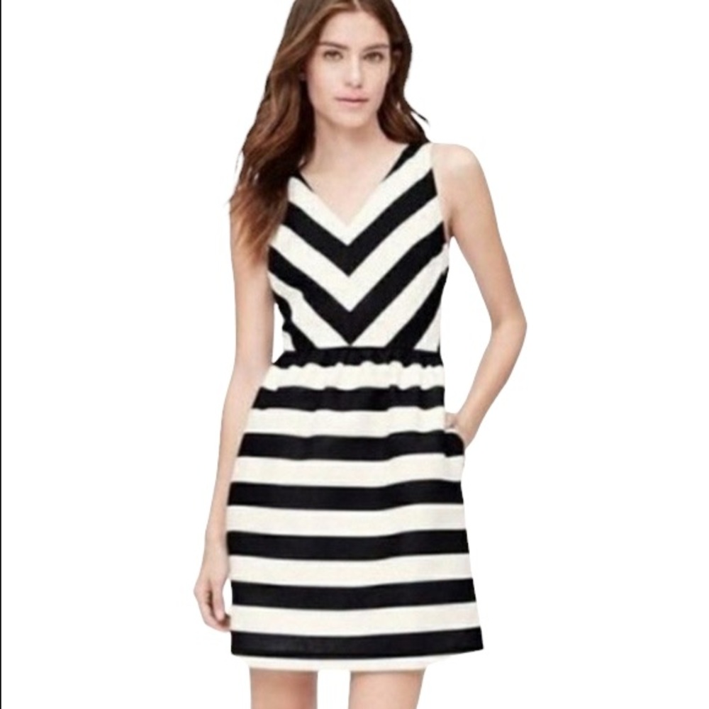Loft Striped Flare Dress Size 2